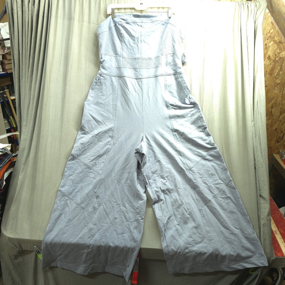 Anthropologie Daily Practice Strapless Wide Leg Jumpsuit Wedgewood Blue XL NEW